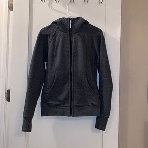 HEATHERED SPECKLED BLACK LULULEMON FULL ZIP SCUBA HOODIE